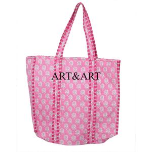 Sac fourre-tout bohème vintage imprimé à la main en Inde, deux anses, fermeture ouverte, sac à bandoulière pour femme, cadeau d'anniversaire, hiver - Product Image 6