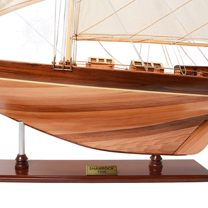 Modèle de bateau à voile nautique artisanal en bois de cèdre avec support de présentation en bois peint, artisanat en bois, enseignes murales - Product Image 6