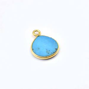 Pendentif pierre de naissance turquoise fait à la main pendentif en argent sterling plaqué or, cadeau personnalisé délicat pour elle, charme minuscule de mode - Product Image 2