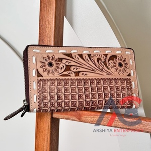 Cartera tallada a mano, funda de teléfono de embrague, elegante Cartera de pulsera de cuero genuino, multiusos, nuevo diseño, carteras occidentales - Product Image 2