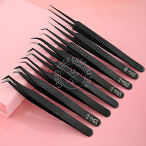 Eyelash Extension Tweezer Fiber Tip Curved Hook Tip Straight Isolation Stainless Steel Eyelash Extension Tweezer Precise - Product Image 1