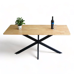 Kane 03 Rectangular <b>Dining</b> <b>Table</b> Set 160x80cm Assembled Rubberwood with Iron Legs <b>Extendable</b> Sintered Stone Surface BA162 - Product Image 2
