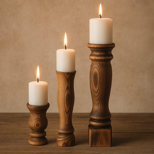 Wooden Six Column Candle Holder Suitable For Home Decor Table Centerpiece And Festive Lighting Handcrafted From India - Product Image 3