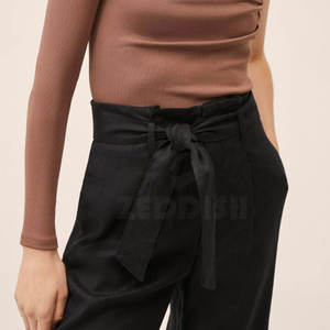 Pantalones de algodón transpirables medios para mujer, cierre elástico, ropa de trabajo informal de verano para exteriores, estilo frontal plano, MOQ bajo personalizado - Product Image 5