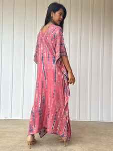 Silky Pink Rose Blue Kaftan <b>Dress</b> Luxury <b>Lounge</b> Sleepwear House <b>Dress</b> Resort Mumu Womens Moroccan Kaftan - Product Image 6