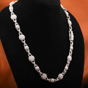 Chaîne à maillons boule cubaine Glacé Fine 925 Sterling Silver Moissanite Round Cut Diamond Link Chain avec Hip Hop Rapper Style - Product Image 1