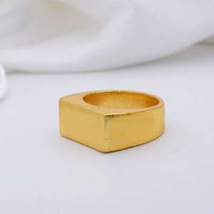 Top vente 18K plaqué or bijoux de doigt pour femmes Unique géométrique signet Texture bague ouverte en laiton massif mode féminine - Product Image 3