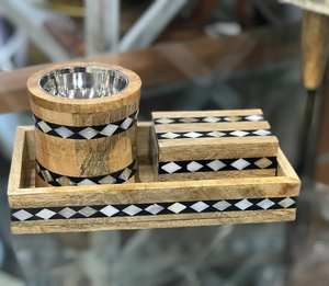 Plato de comedor Rectangular de madera de ébano y bandeja de té, bandeja de servicio sólida para Hotel, restaurante, hogar, sala de estar - Product Image 2