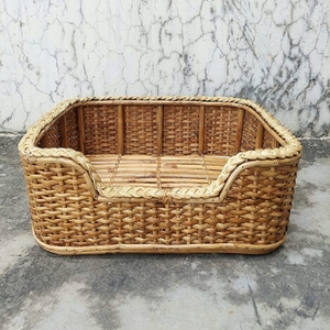 เตียงนอนสัตว์เลี้ยงหวายและไม้ไผ่สานรูปแมวทำด้วยมือสำหรับ100% - Product Image 4