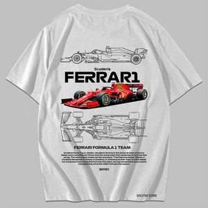 T-shirt graphique Ferrari Formula Racing en coton premium, streetwear, design motorsport, coupe oversize, impression haute intensité, usage quotidien - Product Image 4