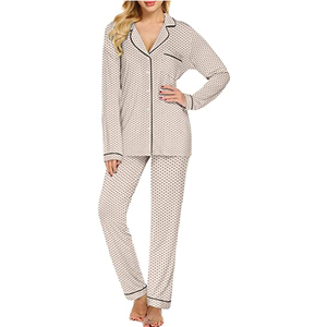 2025 femmes pyjamas à manches longues femmes pyjama ensemble imprimé haut long pantalons longs deux pièces ensemble pyjamas - Product Image 4