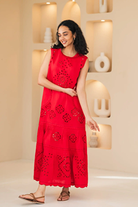 Maxi vestido de algodón 100% para mujer, patrón floral sólido, moda informal para damas, vestido largo lavable, precio razonable para otoño - Product Image 4