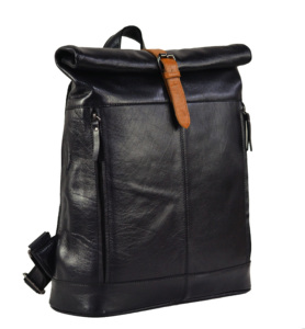 Sac à dos élégant en cuir véritable noir avec fermeture à glissière Sac à dos unisexe durable de meilleure qualité pour hommes et femmes en polyester - Product Image 6
