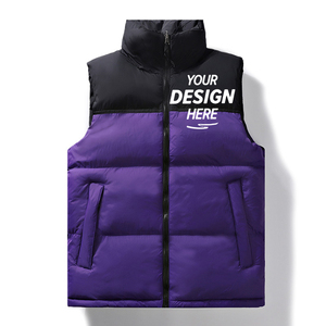 Gilet sans manches rembourré à col montant pour hommes, streetwear d'hiver à blocs de couleurs, gilet bouffant d'extérieur à fermeture éclair complète pour hommes, vente en gros - Product Image 6