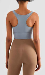 Women's <b>High</b> Neck Sports Fitness Bra Shockproof Gym Yoga Bra <b>Top</b> Fixed Pads for Workout Running Training Hot Sale One Piece Wear - Product Image 4