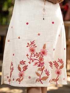 Handmade Summer Short Dress Vintage Style with Cotton Embroidered Floral Design <b>Three</b> Quarter Sleeve Sexy and Elegant - Product Image 4