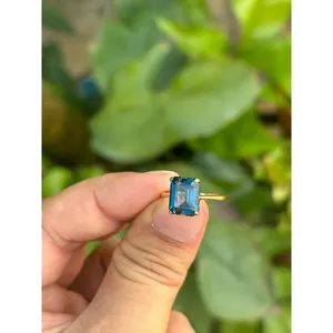 14K Gold London Blue Topaz <b>Ring</b> Handmade Fine Gemstone Jewelry Wholesale Supplier - Product Image 4
