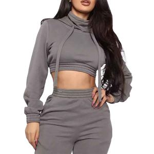 Ensemble de survêtement 2 pièces pour femme avec logo brodé personnalisé, haut et short lavés, 100% coton, tenues 2026 - Product Image 1