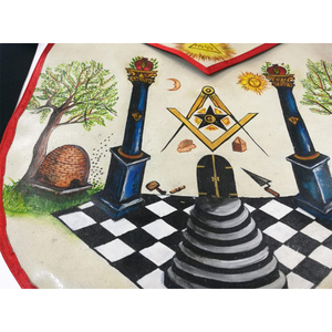 Delantal Masonic Grand Lodge Past Master bordado a mano dorado y plateado con cinturón ajustable juego de aperitivos y respaldo con bolsillo - Product Image 3