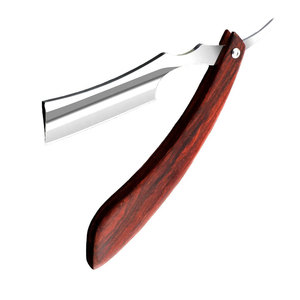 Maquinilla de afeitar de borde recto de alta calidad, hoja de acero inoxidable, mango plegable de madera para peluquero, maquinilla de afeitar para Barba y pelo, logotipo personalizado ajustable - Product Image 2