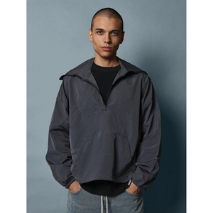 Coupe-vent urbain personnalisé pour hommes veste en toile légère avec capuche surdimensionnée coupe-vent imperméable pour Swishy Spring Fashion - Product Image 4
