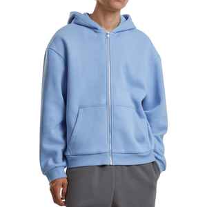 Sweat à capuche zippé en coton de haute qualité pour homme, streetwear, broderie personnalisée, épaules tombantes, coupe ample, poids lourd, écologique - Product Image 4