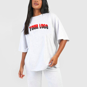 2025 New Arrival Women's Summer Oversized Drop Shoulder <b>Tee</b> Custom DTG Printed Logo Plain T-<b>Shirt</b> Wholesale From Manufacturer - Product Image 1