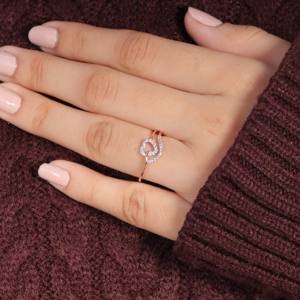 แหวนรูปหัวใจเคลือบทอง14K สินค้าใหม่ฉลองครบรอบแต่งงานแหวนหมั้นได้รับการรับรองมาตรฐาน IGI - Product Image 6