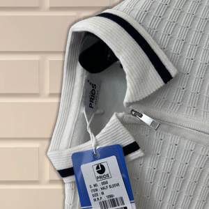 เสื้อถักนิตติ้งสำหรับผู้ชายเสื้อสเวตเตอร์แบบสวมหัวแขนสั้นมี1/4ครึ่งคอตตอนคอมบ์สำหรับ100% - Product Image 2