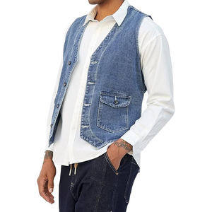 Recién llegados, chaleco vaquero sin mangas para adultos y hombres, chaleco vaquero de estilo transpirable hecho a medida para venta en línea - Product Image 5