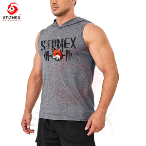 Sweat à capuche de musculation à capuche pour hommes Stringer Muscle Cut Off Sweats à capuche de gymnastique sans manches pour hommes - Product Image 4