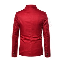 Costume homme sur mesure, veste à double boutonnage, col montant, manches longues, pantalon, couleur rouge, avec boutons