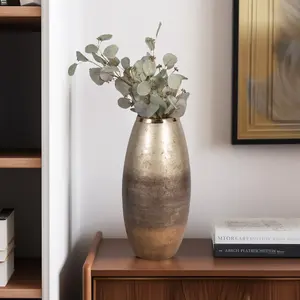 Sagebrook Home, jarrón de cristal de hierro curvo moderno, sala de estar decorativo para centro de mesa, comedor, entrada para flores - Product Image 1