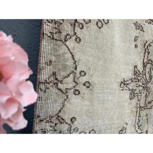 Tapis vintage 5,1x7,3 pieds, tapis patchwork gris brun en laine - Product Image 4