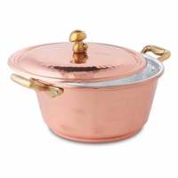 Casserole en cuivre martelé avec couvercle, revêtement multicouche, poignées en métal, qualité chef, écologique, isolée, pour cuisinière à gaz
