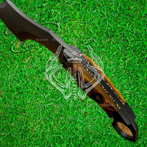 Couteau Bowie en acier D2 enduit de poudre fait à la main personnalisé-Couteau de camping de chasse avec gaine en cuir, poignée ergonomique en corne, cadeau idéal - Product Image 3