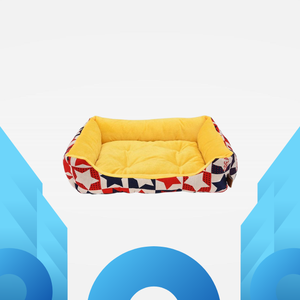 Lit double face de luxe pour chien avec coussin rond, lits et accessoires en polyester à motif solide pour animaux de compagnie dans un emballage en carton - Product Image 6