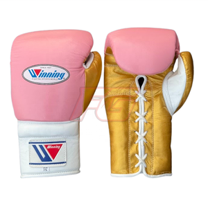 Ensemble de gants et protège-tête de boxe de compétition en cuir rose doré, à lacets, avec poignées MMA, haute qualité, unisexe, 14 ans, anti-humidité - Product Image 2