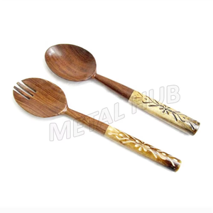 Ensemble de serveurs à salade en bois durable Cadeau promotionnel écologique Fournisseur indien Commande en gros Logo personnalisé - Product Image 3