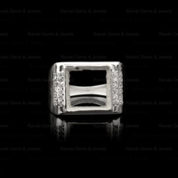 Bestseller 925 Solid Silver Herren ring 10x12mm Krone Rechteck Zirkon Semi Mount Blank Lünette Einstellung Custom Logo Schmuck