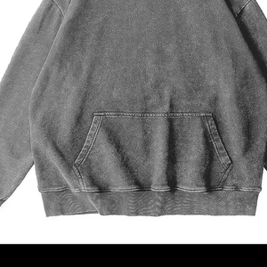 Sudaderas con Capucha Casuales de Invierno con Logotipo Personalizado, Lavado Ácido, 100% Algodón, Talla Grande, Vintage, Negras para Mujer, OEM - Product Image 6