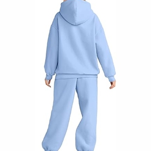 2025 nuevos trajes de chándal estampados para mujer hechos a medida con capucha patrón sólido peso pesado 100% algodón para invierno pedido mínimo 2 uds - Product Image 2