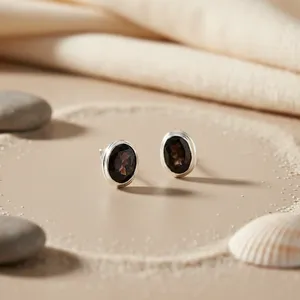 Boucles d'oreilles créoles tendance pour femmes, en argent, avec pierres précieuses en zircon noir, bijoux religieux pour les fêtes, cadeaux, en laiton et acier inoxydable - Product Image 3