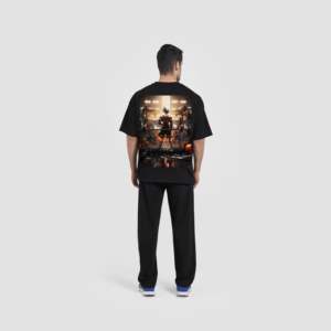 เสื้อยืดทรงหลวมสไตล์สตรีท Eternal Fighter สีดำ ลายพิมพ์แบบอัดแน่น 300 กรัม พิมพ์ลายสกรีน เนื้อผ้านุ่มสบาย - Product Image 4