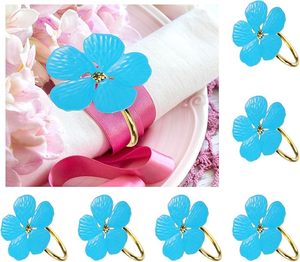 Anneaux de serviette floraux en alliage élégant boucles de serviette en métal pour mariage vacances de noël occasions spéciales améliorer la décoration de table - Product Image 2