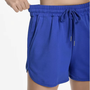 Shorts décontractés pour femmes du Bangladesh, ourlet arrondi, shorts de détente en coton d'été, shorts de sport en jersey avec cordon de serrage, shorts d'entraînement en gros - Product Image 1