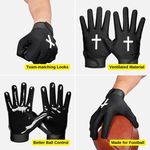 Nouveauté Gants de football américain avec paume adhérente OEM Gants de football rembourrés de haute qualité Fournisseur de joueurs de ligne Football américain - Product Image 3