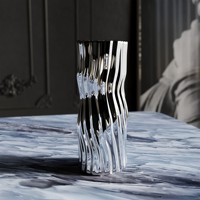 Vase à eau contemporain en céramique argentée pour table, 28 cm, Optima Trade Srl Italie