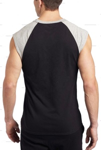 Nouveau design bicolore col ras du cou vêtements de sport maillot de corps en coton sans manches ajusté hommes débardeur pour hommes - Product Image 2