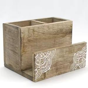 Wooden <b>Utensil</b> Holder Flatware Napkin Holder Wooden Cutlery Holder Kitchen Countertop - Product Image 1